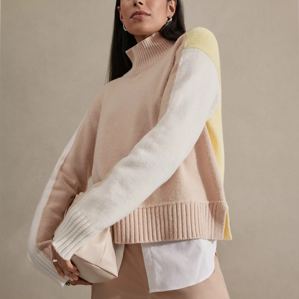 NWT Ann Taylor Colorblock Mock Neck Sweater - Picture 4 of 4